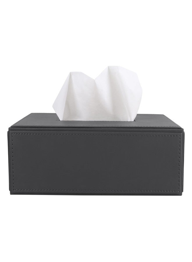 V-CUBE DESIGNS Premium Vegan Leather Tissue Box Holder | Paper Napkin Holder | Sturdy Tissue Case/Cover/Dispenser/Organizer for Home/Bathroom/Office/Table/Desk/Car | Grey - Image 2